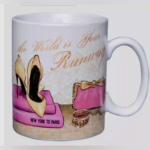 “The World is Your Runway New York to Paris” 16oz mug by Emily Adams 2015